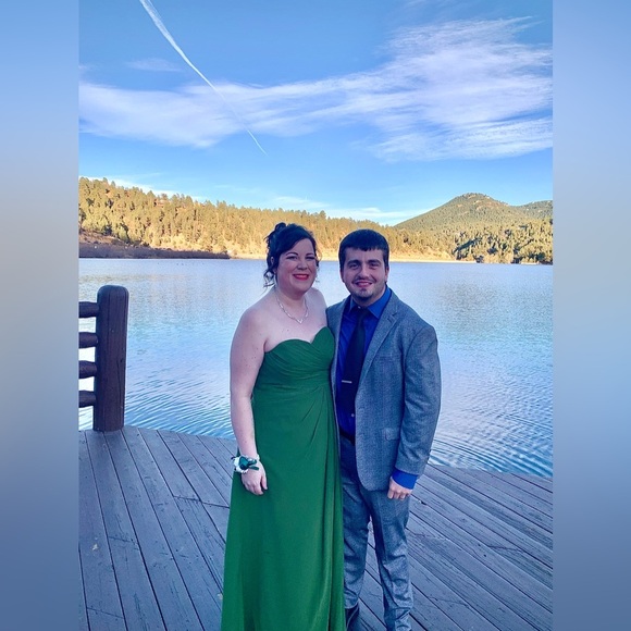 Azazie Olive Green Strapless Bridesmaid Dress - Picture 3 of 5